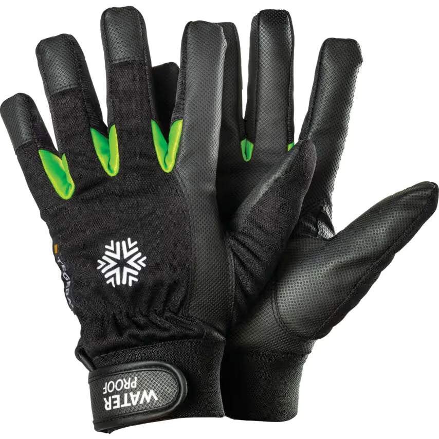 Ejendals 517 Tegera® Mechanical Hazard Gloves, Black/Green, Fleece/Polyester Liner, Synthetic Leather Coating