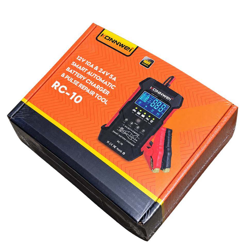 12V / 24V Smart Battery Charger – 10A with Digital Display & Repair Mode