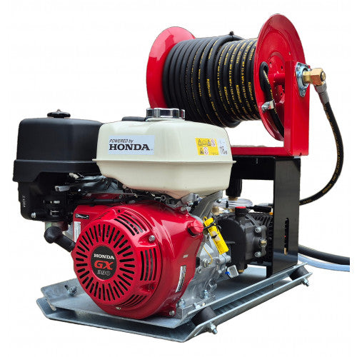 Honda GX390 21 LPM Powerwasher Skid Frame + 30M Reel
