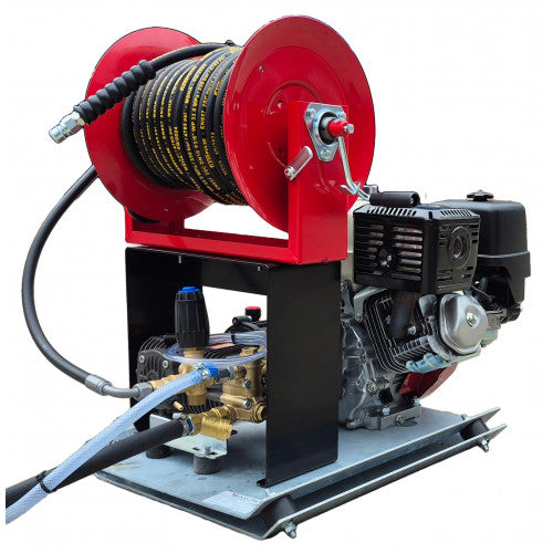 Honda GX390 21 LPM Powerwasher Skid Frame + 30M Reel