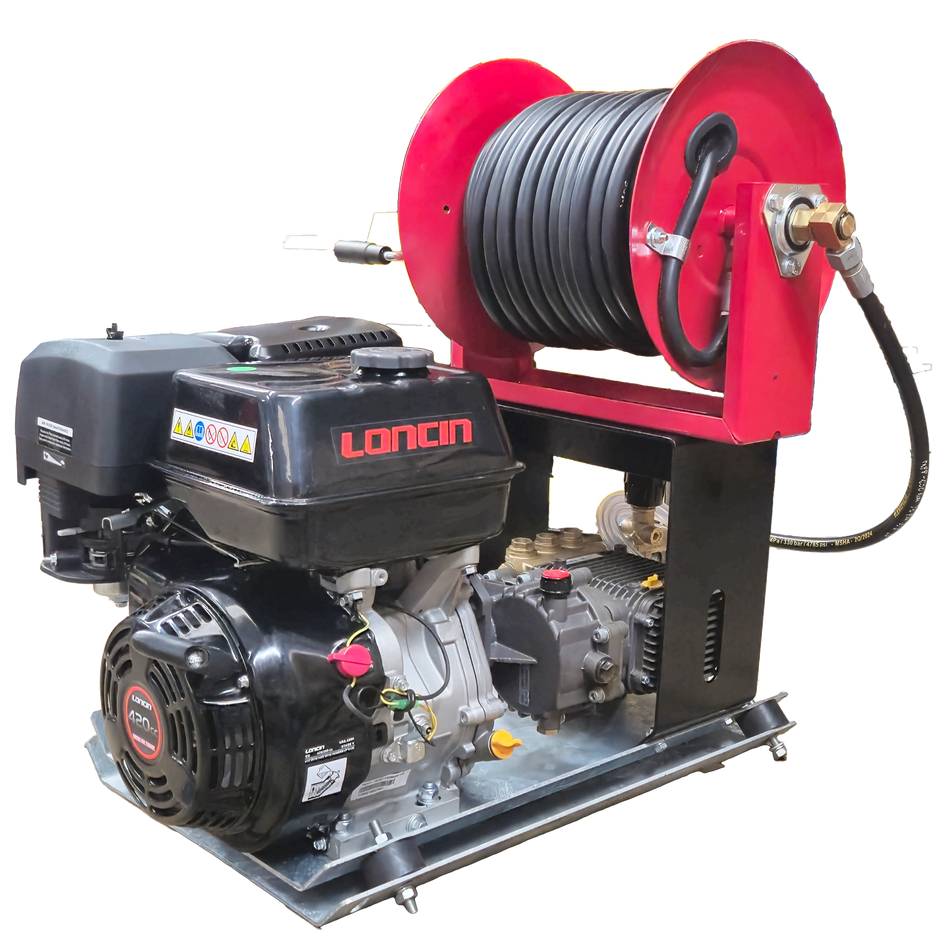Loncin G420 21 LPM SKID Frame + 30m Reel