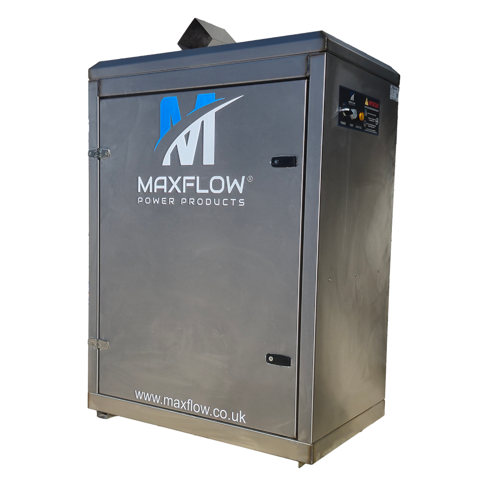 Maxflow 15 LPM Stainless Steel Static Cabinet Hot Pressure Washer Timed Auto-Stop – 400v (Interpump)